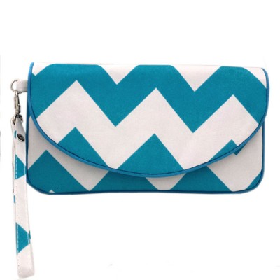 180533-AQUA/WHITE CHEVRON PRINT WALLET BAG